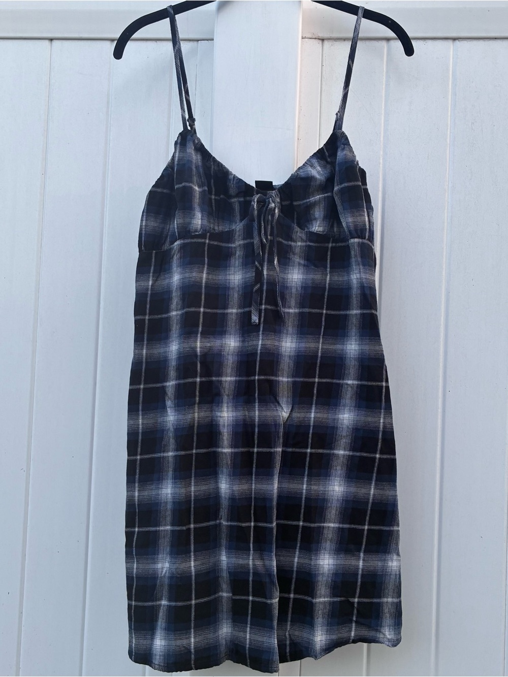 Wild Fable Women’s Dress Plaid Blue Black Strappy Retro Summer Beach NWT Sz L
